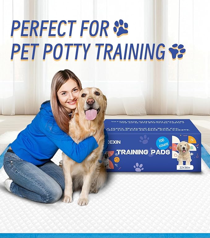 Large Puppy Pee Pads 22x36 Inch 100-Pack | Extra Absorbent Potty Training Pads for Dogs | Leakproof Quick-Dry & Odor Blocking Pet Housebreaking Supplies-Mewly Pet