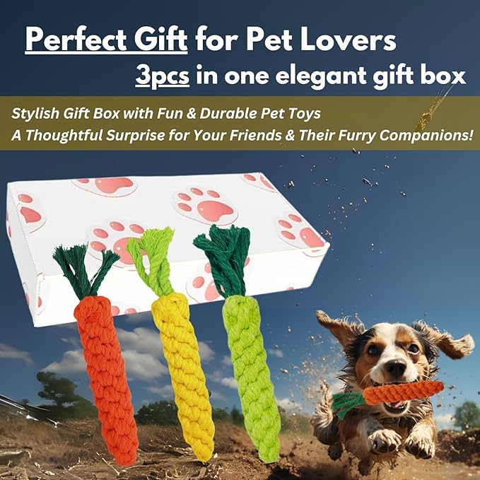 3PCS Mixed Color Woven Pet Rope Toys (Yellow, Green, Orange), Chew Toys for Dogs & Cats, Safe & Durable Braided Rope Toys for Pets-Mewly Pet