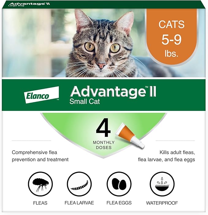Advantage II Small Cat Vet-Recommended Flea Treatment & Prevention | Cats 5-9 lbs. | 4-Month Supply-Mewly Pet