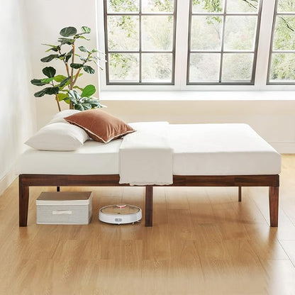 Mellow Naturalista Classic 16 Inch Solid Wood Platform Bed with Wooden Slats, Espresso, Queen