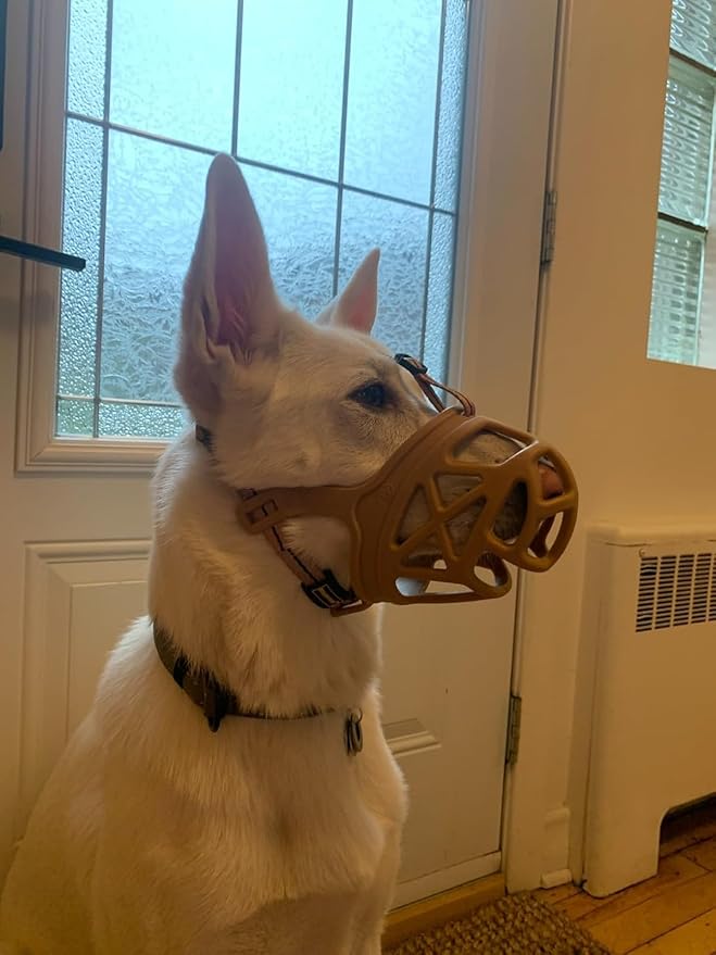 Mayerzon Dog Muzzle, Breathable Basket Muzzles for Small, Medium, Large and X-Large Aggressive Dogs Beagle German Shepherd Doberman, Cage Mouth Guard Stop Biting Chewing for Grooming Training-Mewly Pet