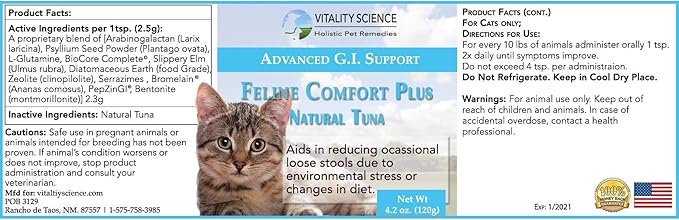 Feline Comfort Plus, Extra Drying Digestive Aid, GI Support Helps with Vomiting and Diarrhea, 100% Additive Free, 120g (Seafood, Small)-Mewly Pet