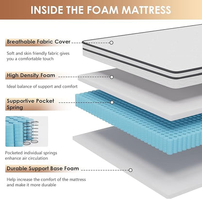 PayLessHere 12 Inch King Innerspring Mattress in a Box with Bamboo Charcoal Gel Memory Foam Fiberglass Free CertiPUR-US Certified Medium Firm Spring Mattress Pressure Relief,King