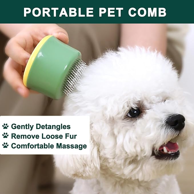 Self Cleaning Retractable Slicker Brush for Puppy and Cats, Grooming Tool with Hanging Rope, Fit for Yorkies, Pomeranians, Maltese, Shih Tzus, Toy Poodles and Maltipoos-Mewly Pet