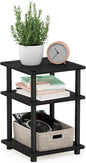 Furinno TURN-N-TUBE Side Table, 3-Tier End Table, Open Shelves Nightstand, Night Stand, Bedside Table, Easy Assembly, for Living Room, Bedroom, Blackwood