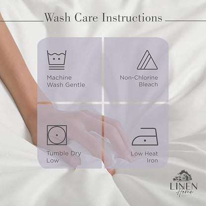 Linen Home 100% Cotton Percale Sheets Queen Size, Prelude Purple, Deep Pocket, 4 Pieces Set - 1 Flat, 1 Deep Pocket Fitted Sheet and 2 Pillowcases, Crisp Cool and Strong Bed Linen