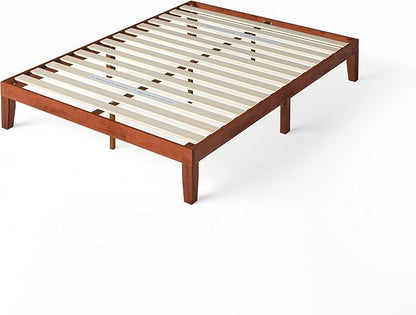 ZINUS Wen Wood Platform Bed Frame, Solid Wood Foundation, Wood Slat Support, No Box Spring Needed, Easy Assembly, Cherry, Full