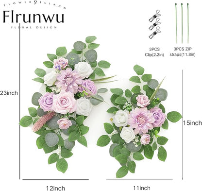 Flrunwu(Pack of 2 Artificial Flowers Decorations,Centerpieces for Wedding Reception Backdrop Decoration, Floral Decor Wall Home Entryway OutdoorDecorations (Purple)