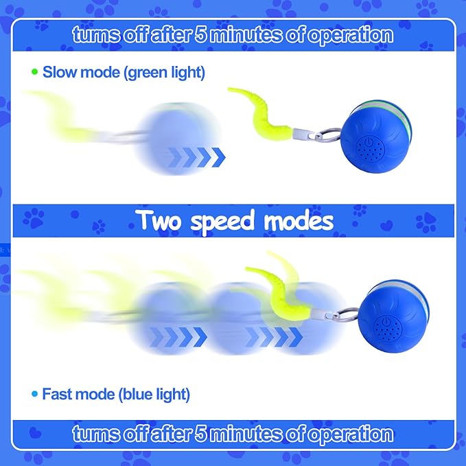 AIERSA Interactive Cat Toys for Indoor Adult Cats, Automatic Self-Play Cat Ball Toy for Kitten to Keep Them Busy, Electric Moving Chase Toy (Blue)-Mewly Pet