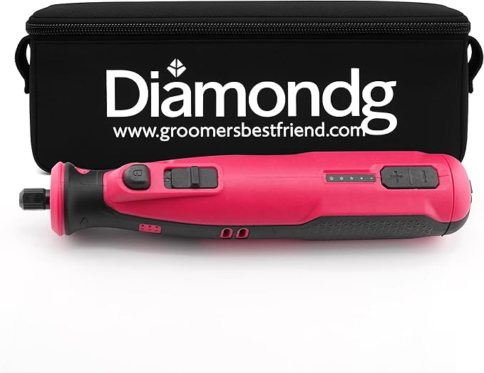 Diamondg Cordless Dog Nail Grinder with Quiet Sound & LED Tip for Large & Small Dogs, 4hrs. Runtime - Electric Dog Nail Trimmer, Heavy Duty Rotary Tool Alternative to Toenail Clippers & Filers-Mewly Pet