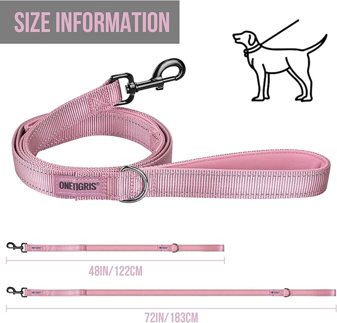 OneTigris Pink Dog Harness Leash Collar Set,Adjustable Dog Vest Harness for Walking Hiking Training(Medium)-Mewly Pet