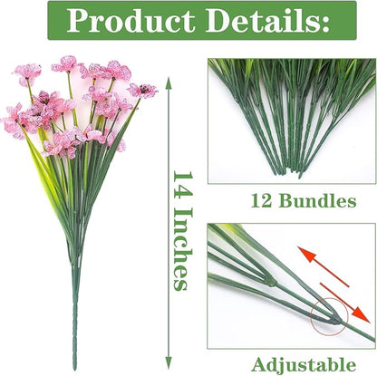 20 Bundles Artificial Flowers, Outdoor Indoor UV Resistant Fake Flowers No Fade Faux Plastic Plants Garden Porch Window Box Decoration