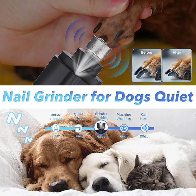 2 in 1 Dog Nail Clippers and Grinder with Lights & Cat Nail Clipper for Large Medium Small Dogs Cats Nail Trimmers USB Rechargeable with 2 LED Lights Dog Claw Care for Non-Black Nails-Mewly Pet