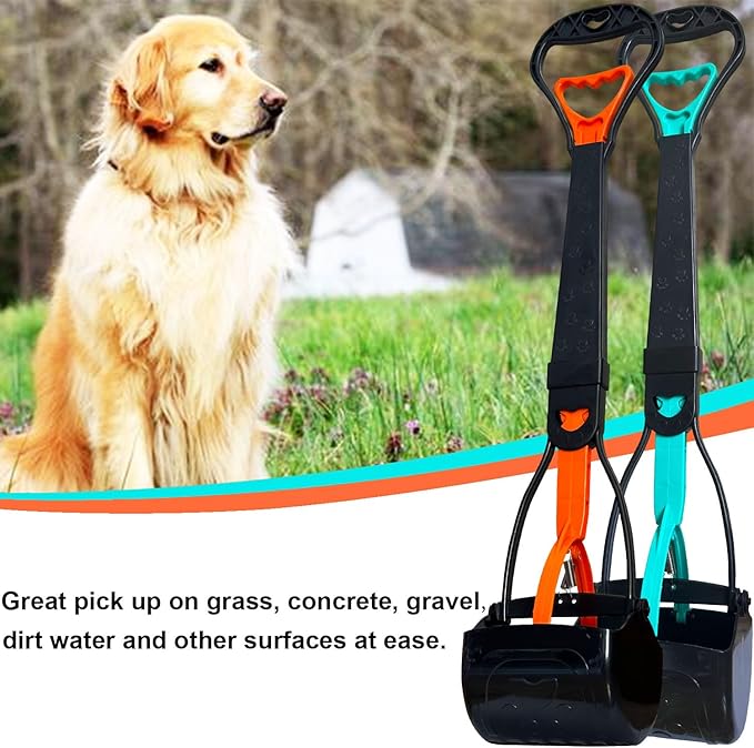 2-Piece Pooper Scooper for Large Medium & Small Dogs Heavy Duty,Long Handled Dog Poop Scooper for Grass,Durable Dog Poop Pick Up Tool-Mewly Pet