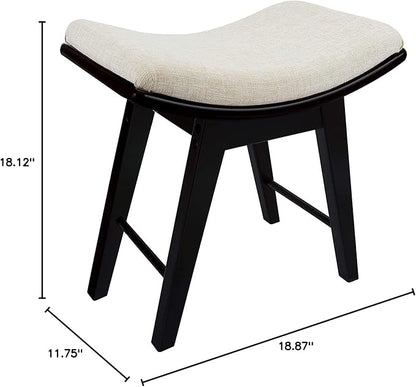 URFORESTIC Vanity Stool, Modern Makeup Dressing Stool with Concave Seat Surface,Capacity 300lb, Easy Assembly (Black)