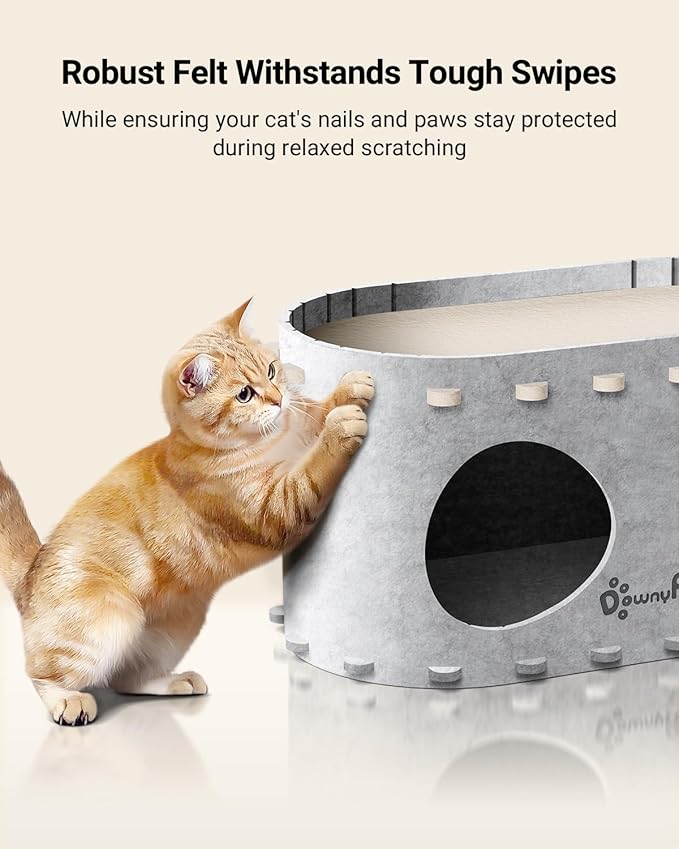 DownyPaws Cat House for Indoor Cats, Cat Bed Cave for Multiple & Large Cats Up to 22 Lbs, Scratch Resistant Peekaboo Cat Caves, Foldable Tunnel Enclosed Bed, PeekaPurr, Marble-Mewly Pet