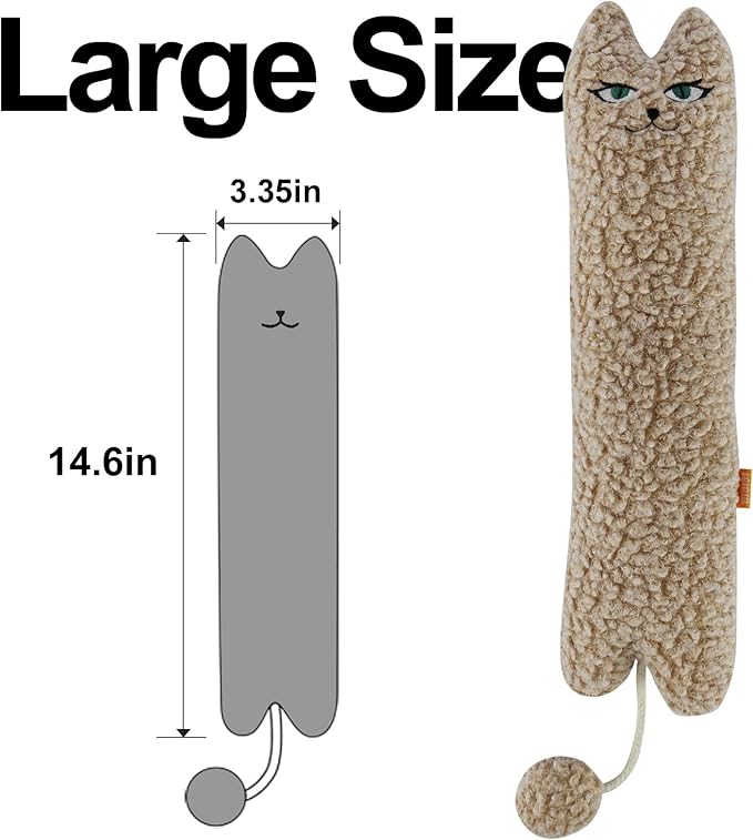 TTcat Catnip Silvervine Matatabi Pillow for Cats & Kittens,Cat Kicker Toy,Large Size Cat Pillow Soothing Plush Cat Toy(Beige).-Mewly Pet