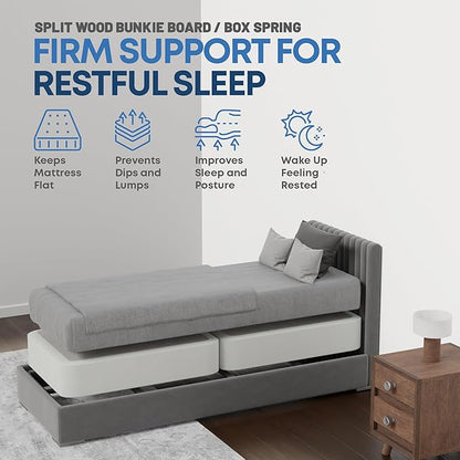 Greaton, Box Spring Bed Base Twin XL Size, 8-Inch Wood Amish Made in USA – Quiet Noise Free, 2-Pieces Under Mattress-Support BoxSpring, Fully Assembled, White, 8" Foundation