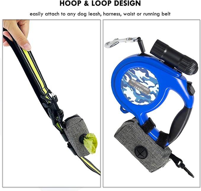 (2 Pack) Dog Poop Bag Holder for Leash,Doggie Waste Bag Dispenser Small Doggy Poop Bag Zipper Pouch with Carabiner Clip, Leash Attachment Holder for Pet Puppy Poop Bags-Mewly Pet