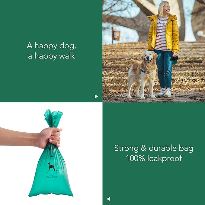 Extended Dog Poop Bags with Dispenser, 1000 Count, Pre-Separated, Lavender Scent, Eco-friendly Material, Extra Thick, 100% Leakproof, 8"x 15.6", Green-Mewly Pet