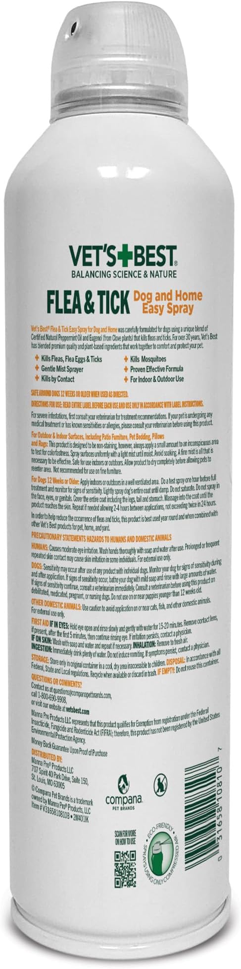 Vet's Best Natural Flea and Tick Home Spray, Dog Flea and Tick Treatment for Home, Plant-Based Flea and Tick Prevention, Dog Flea & Tick Control and Mosquito Repellent, Certified Natural Oils, 14 oz-Mewly Pet