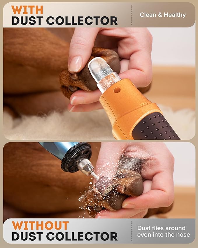 YABIFE 7-Speed Pet Nail Grinder with Light – Heavy Duty, Whisper Quiet Nail Trimmer for Dogs, Cats, Birds & Small Animals – Single-Handed Operation-Mewly Pet