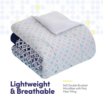 Sweet Home Collection 7 Piece Comforter Set Bag Solid Color All Season Soft Down Alternative Blanket & Luxurious Microfiber Bed Sheets, Genova, King