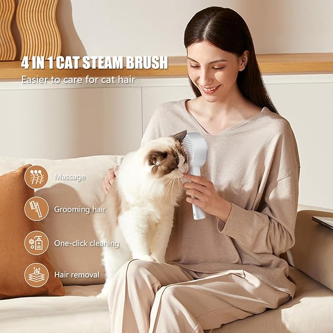 Cloud Care Cat Brush for Indoor Cat Steam Brush for Shedding Spritz Defur Comb for Cats Dogs Steam Brushes for Long Short Hair Cats Dogs Pet Steam Brushes for Massage Grooming Self-Cleaning-Mewly Pet