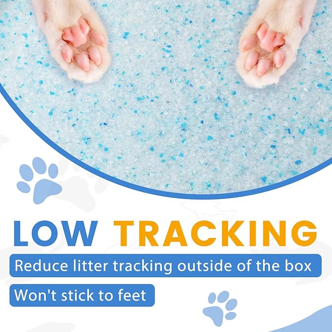 NEWORD Crystals Cat Litter Lightly Scented Litter Superior Odor Control 14 lbs Total (2 Pack of 7lb Bags) Soft-On-Paws Low Tracking Dust-Free Blue Silica Gel-Mewly Pet