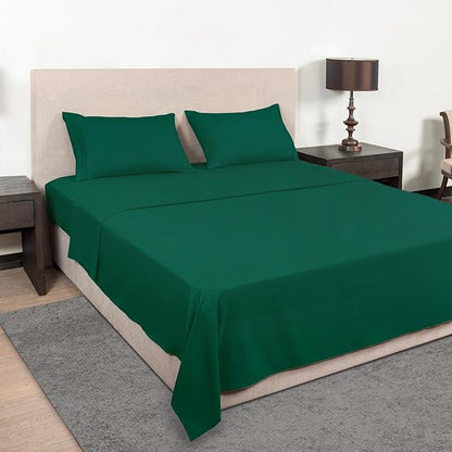 Mejoroom Queen Size Sheet Set - Hotel Luxury 1800 Bedding Sheets & Pillowcases - Deep Pocket Fitted Sheet, Soft, Breathable, Wrinkle & Fade Resistant - 4 Piece (Queen,Emerald Green)