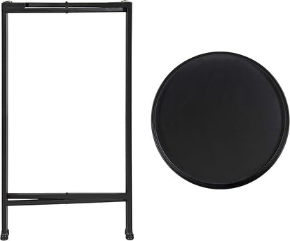 Kate and Laurel Celia Round Metal Foldable Accent Table with Tray Top, Black