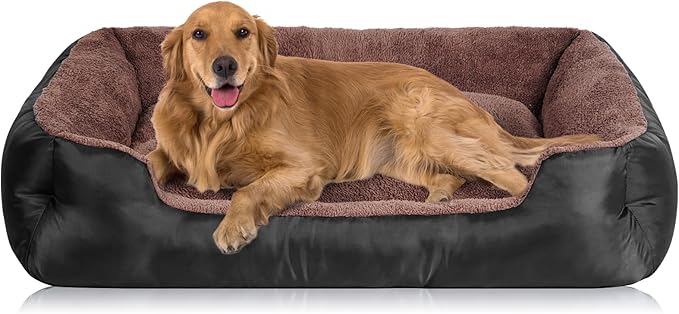 Dog Beds for Extra Large Dogs, Rectangle Washable Pet Bed with Sides, Big Dog Couch Bed with Non-Slip Bottom-Mewly Pet