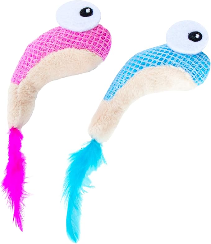 Catstages Catstages Dental Shrimpies Cat Toys, 2-pack – Interactive Catnip Dental Chew Toy to Help Clean Teeth, Fun for Play and Chewing, Multicolored-Mewly Pet