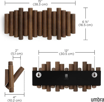 Umbra Picket Rail Hook Coat Rack, Aged Walnut