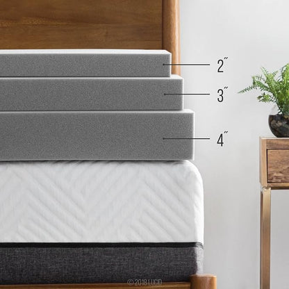Lucid 2 Inch Ventilated Bamboo Charcoal Memory Foam Mattress Topper - Twin XL Mattress Topper