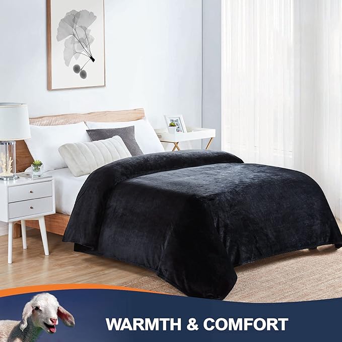 Walensee Fleece Blanket Plush Throw Fuzzy Lightweight (California King Size 108x102black) Super Soft Microfiber Cal King Size Flannel Blankets for Couch, Bed, Sofa Warm and Cozy for All Seasons