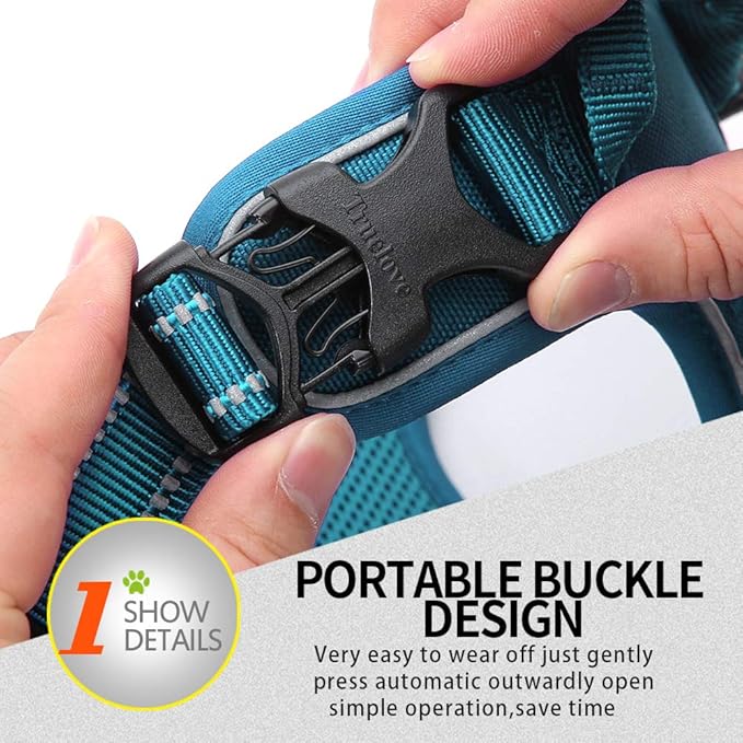 Truelove No Pull Dog Harness with Easy Control Handle and 2 Leash Attachments,Reflective Adjustable Pet Vest-Mewly Pet