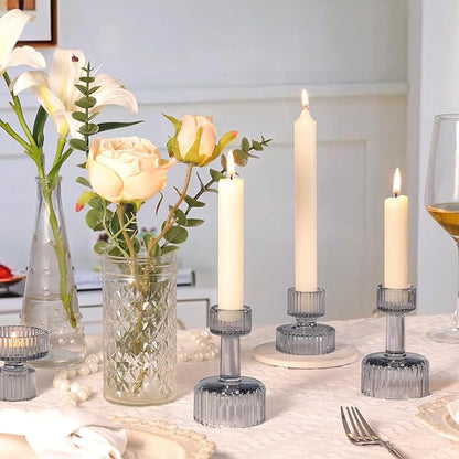 Candlestick Holders Bulk, 6 Pcs Blue Combination Candle Holders Set, Crystal Candle Holders for Wedding, Table Centerpiece, Home Decoration