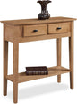 30 in. Solid Wood Hall Entryway Console Sofa Table with Shelf and Two Drawers, Desert Sand Natural Brown – Leick Home, 10075-DS