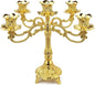 5-Candle Metal Candelabra 10.3 Inch Tall Candlestick Candle Holders for Home Decor Wedding Christmas Church Halloween Party, Gold Tulip