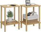 TUTOTAK End Table, Set of 2, Side Table, Nightstand, 2-Tier Storage Shelf, Sofa Table for Small Space, Living Room, Bed Room, Natural TB01BN035