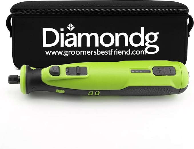 Diamondg Cordless Dog Nail Grinder with Quiet Sound & LED Tip for Large & Small Dogs, 4hrs. Runtime - Electric Dog Nail Trimmer, Heavy Duty Rotary Tool Alternative to Toenail Clippers & Filers-Mewly Pet