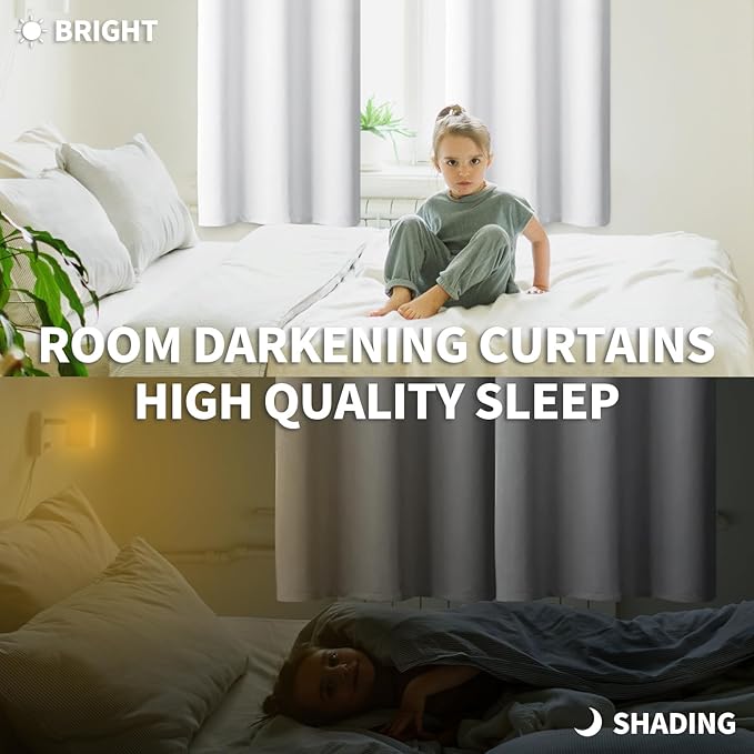 BGment Room Darkening Curtains 84 Inches Long - Grommet Thermal Insulated Drapes Window Treatment Curtains for Bedroom, 2 Panels, 38 x 84 Inch, Pure White