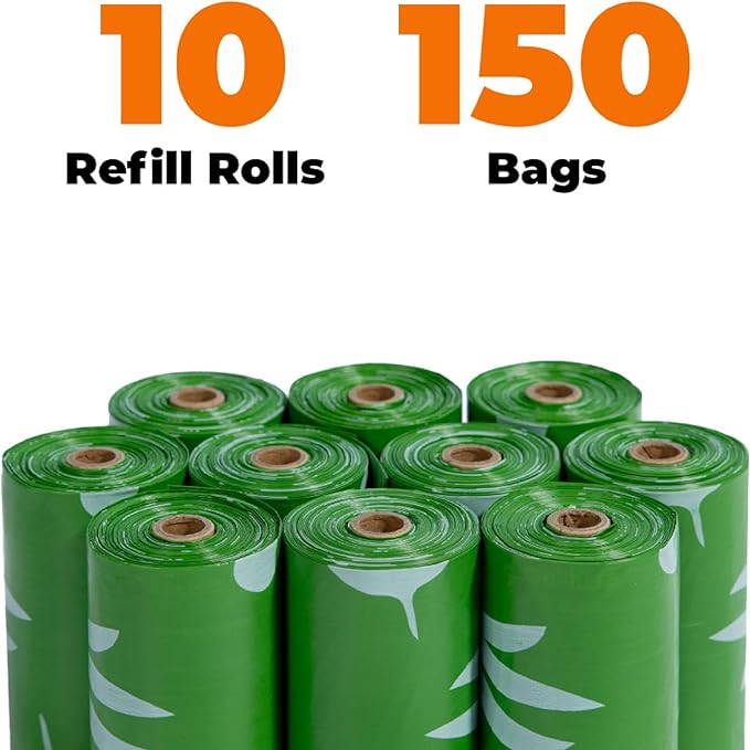 Best Pet Supplies Poop Bags for Dogs, 50% Post-Consumer Recycled Content dog waste bags on rolls, fits all poop bag holders for leashes - 150 Count, Green, Unscented-Mewly Pet