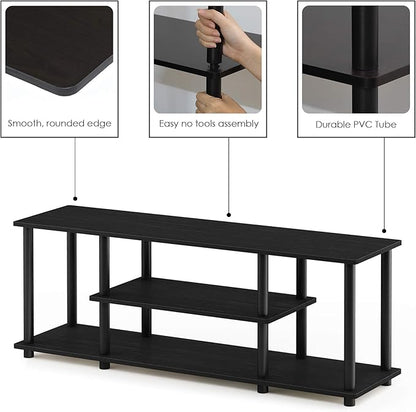 Furinno Turn-N-Tube No Tools 3D 3-Tier Entertainment TV Stand up to 50 inch TV, Round Tubes, Walnut
