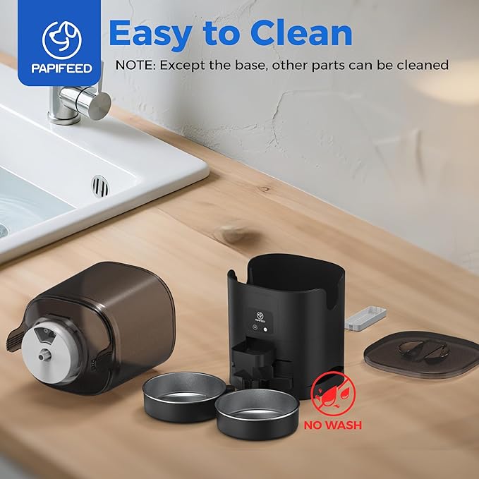 PAPIFEED 7L Automatic Cat Feeder for 2 Cats - 2.4G WiFi Timed Auto Feeder with APP Control, Cat Food Dispenser with Alexa for Multiple Cats, Detachable for Easy Clean, 1-10 Meals Per Day - Black-Mewly Pet