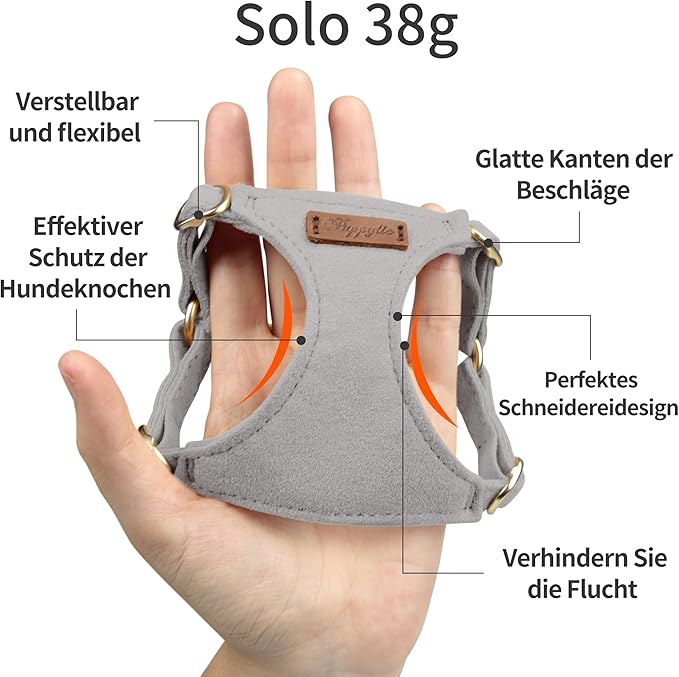 Puppytie No Pull Dog Harness with Multifunction Dog Leash,Soft Adjustable No Choke Escape Proof Pet Harness Vest for Medium Dogs or Large Dogs,Silver Grey,M-Mewly Pet