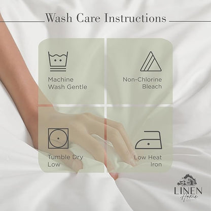 Linen Home 100% Cotton Percale Sheets Twin XL Size, Sage, Deep Pocket, 3 Pieces Set - 1 Flat, 1 Deep Pocket Fitted Sheet and 1 Pillowcase, Crisp Cool and Strong Bed Linen