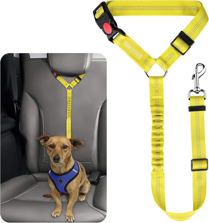 BWOGUE Pet Dog Cat Seat Belts, Car Headrest Restraint Adjustable Safety Leads Vehicle Seatbelt Harness (1 Pack)-Mewly Pet