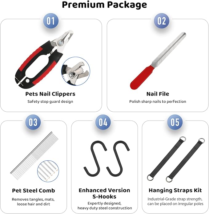 Guzekier Dog Grooming Hammock for Trim Nail, Dog Sling for Grooming, Dog Hammock Restraint Bag with Nail Clippers/Trimmer, Nail File, Pet Comb,Ear/Eye Care-Mewly Pet